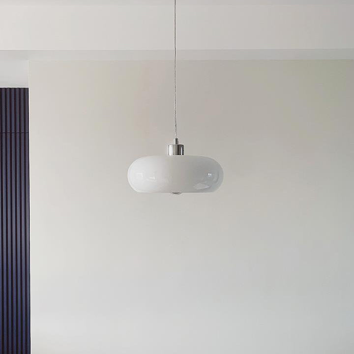 Vintage White/Orange Glass Dome Pendant Light-Orizon Depot