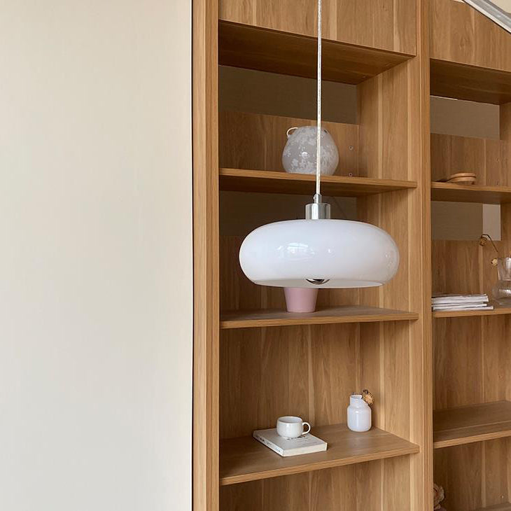 Vintage White/Orange Glass Dome Pendant Light-Orizon Depot