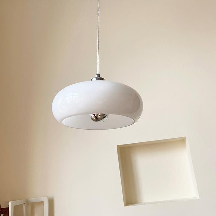 Vintage White/Orange Glass Dome Pendant Light-Orizon Depot