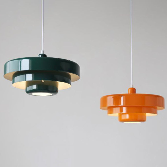 Nordic Vintage Multi-Layered Round Metal 1-Light Pendant Lamp-Orizon Depot