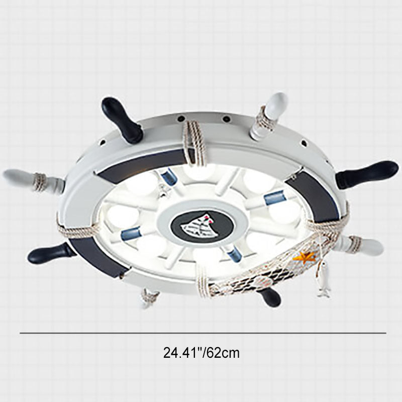 Modern Creative Cartoon Plastic Sailboat Helmsman LED Flush Mount Ceiling Lamp-Orizon Depot