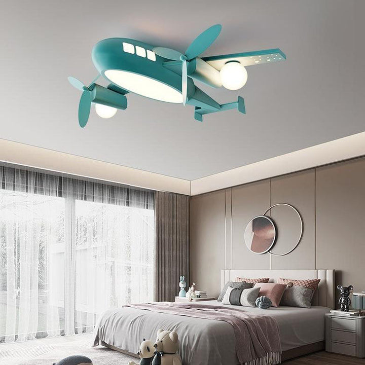 Nordic Modern Creative Kids Cartoon Wrought Iron Airplane LED Flush Mount Ceiling Lamp-Orizon Depot