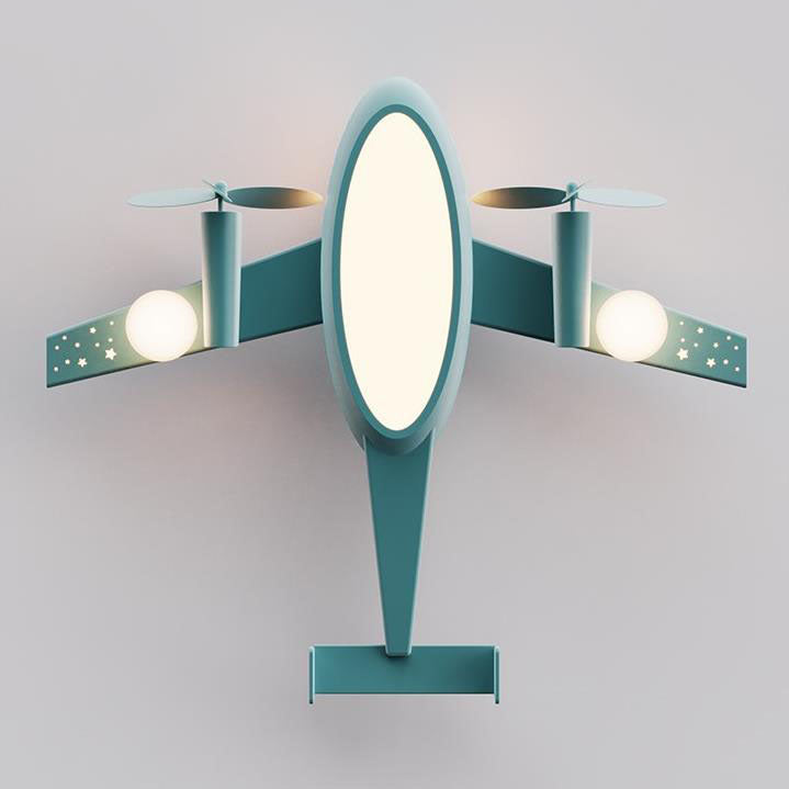 Nordic Modern Creative Kids Cartoon Wrought Iron Airplane LED Flush Mount Ceiling Lamp-Orizon Depot