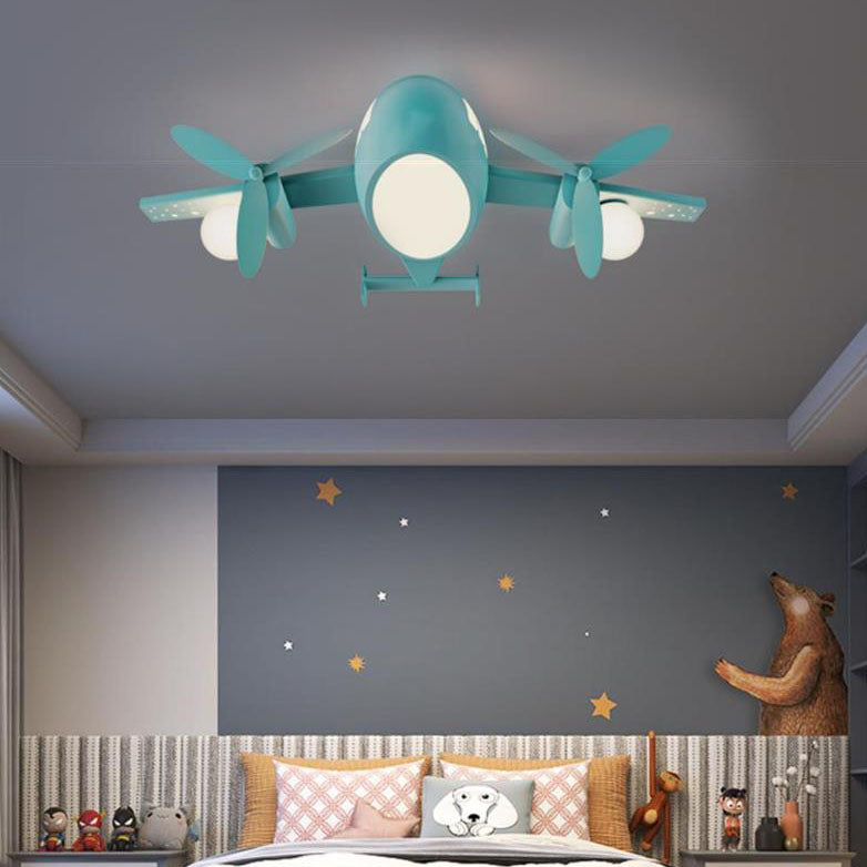 Nordic Modern Creative Kids Cartoon Wrought Iron Airplane LED Flush Mount Ceiling Lamp-Orizon Depot