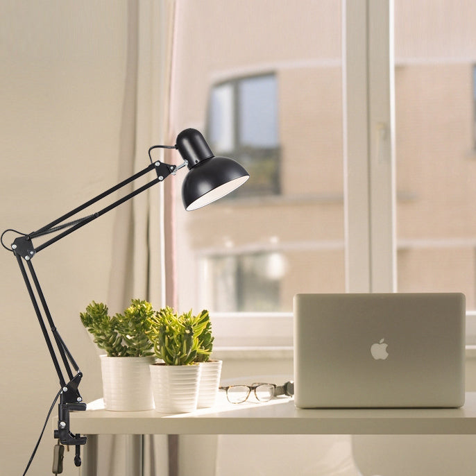 Modern Minimalist Retractable Long Arm Clip Iron ABS 1-Light Table Lamp For Bedroom-Orizon Depot