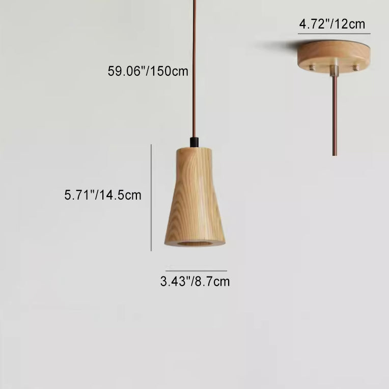 Simple Wooden Cylindrical 1-Light Small Hanging Lamp-Orizon Depot