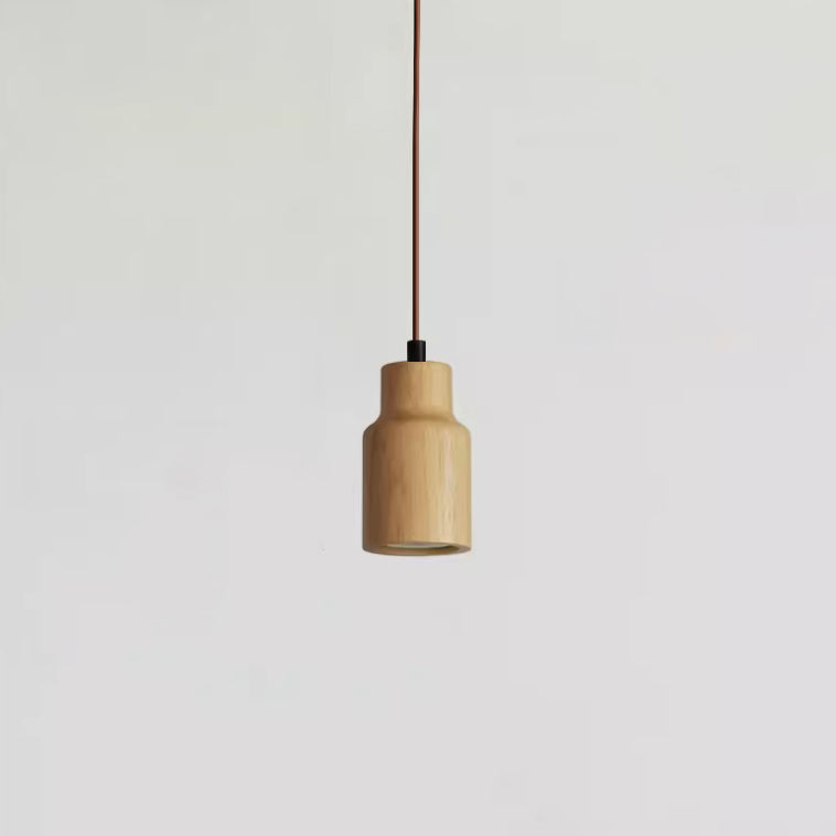 Simple Wooden Cylindrical 1-Light Small Hanging Lamp-Orizon Depot