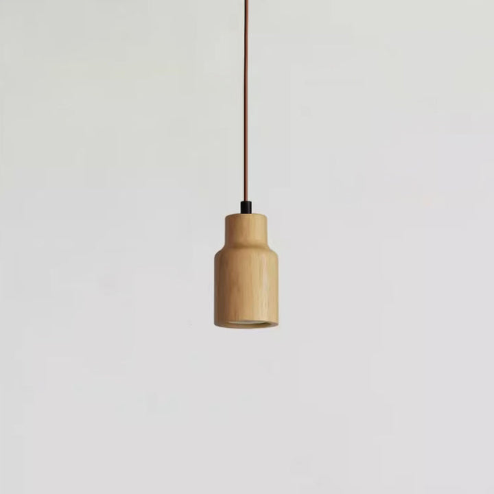 Simple Wooden Cylindrical 1-Light Small Hanging Lamp-Orizon Depot