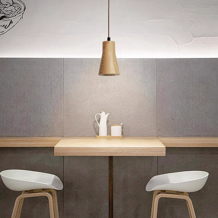 Simple Wooden Cylindrical 1-Light Small Hanging Lamp-Orizon Depot