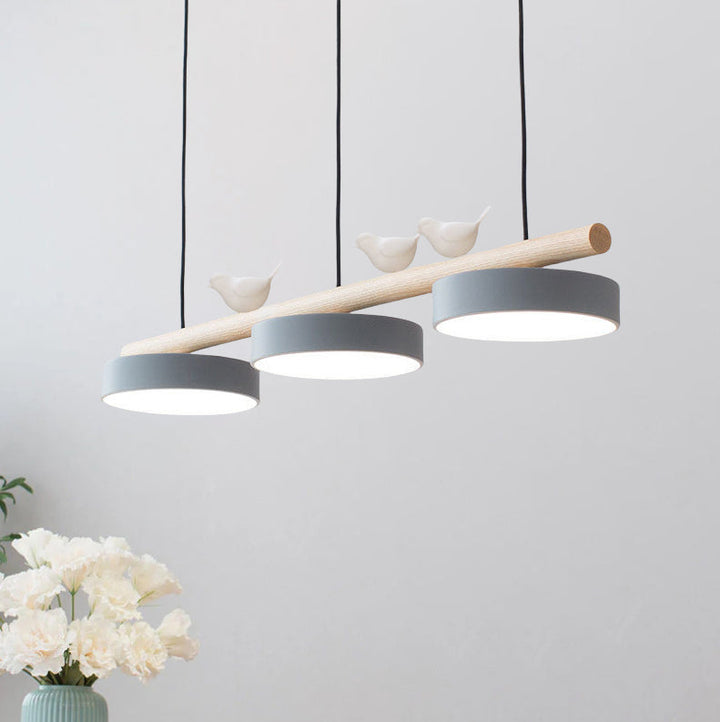 Nordic Creative Bird Wood Linear LED Island Chandelier-Orizon Depot