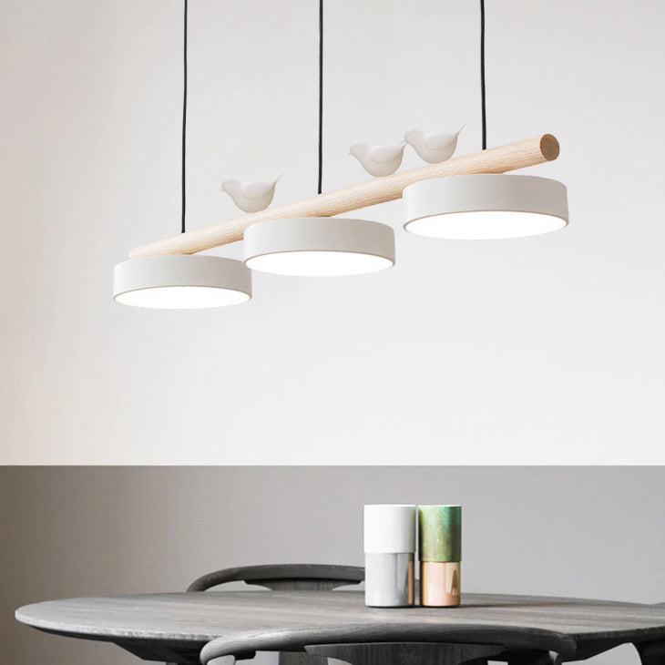 Nordic Creative Bird Wood Linear LED Island Chandelier-Orizon Depot