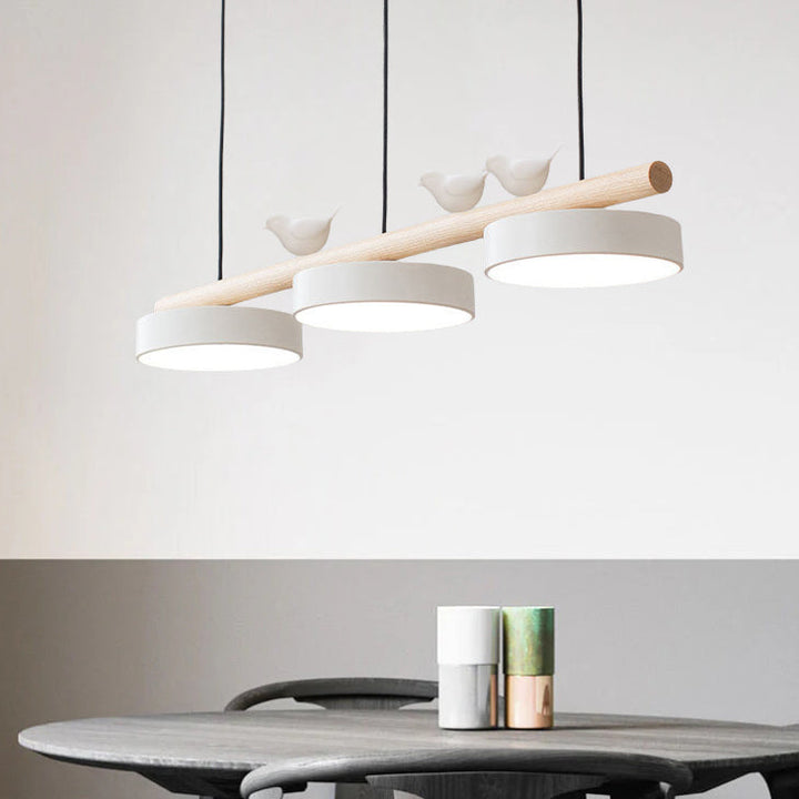 Nordic Creative Bird Wood Linear LED Island Chandelier-Orizon Depot