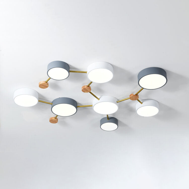 Scandinavian Style Solid Wood Iron LED Multi Flush Mount Ceiling Lamp-Orizon Depot
