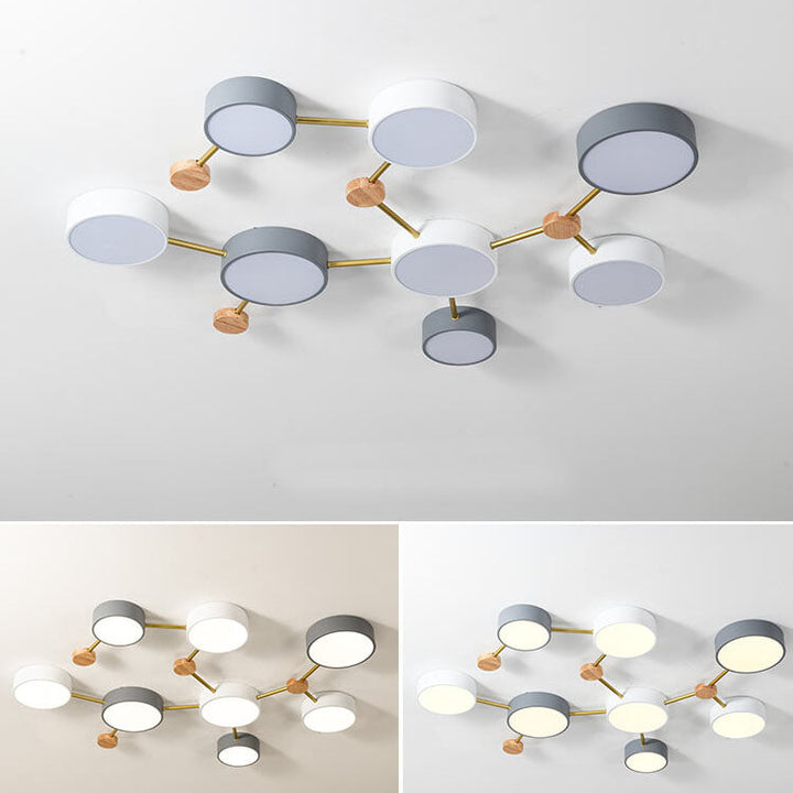 Scandinavian Style Solid Wood Iron LED Multi Flush Mount Ceiling Lamp-Orizon Depot