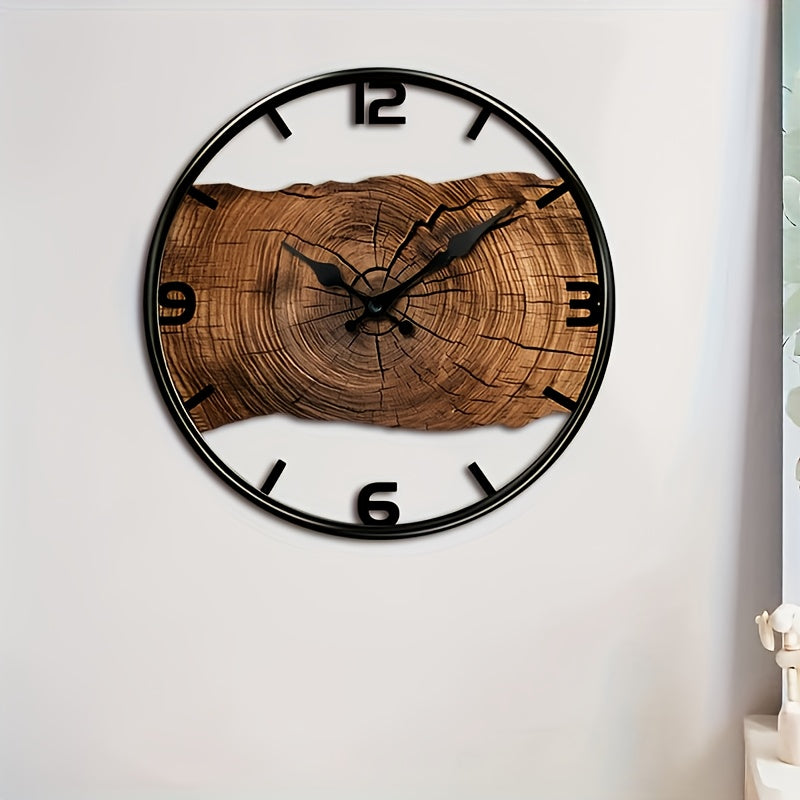 Rustic Log Pattern Wall Clock | Natural Wood Style Timepiece
