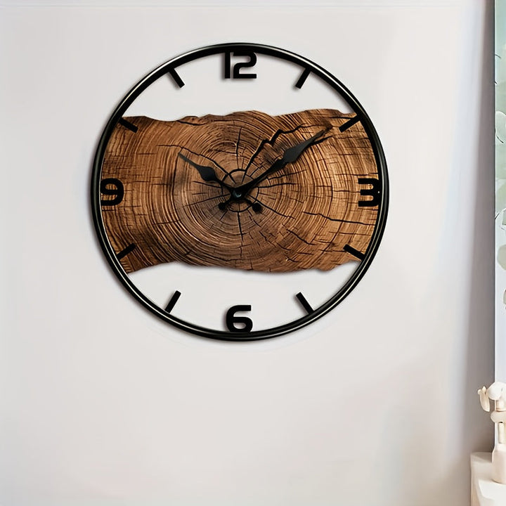 Rustic Log Pattern Wall Clock | Natural Wood Style Timepiece