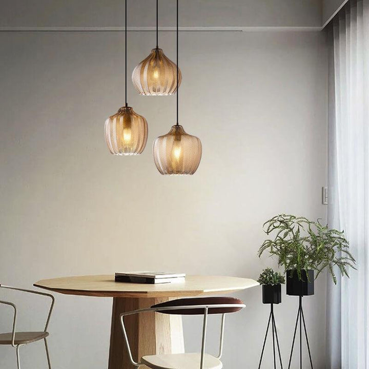 Nordic Wavy Glass Barrel Pendant Lamp-Orizon Depot