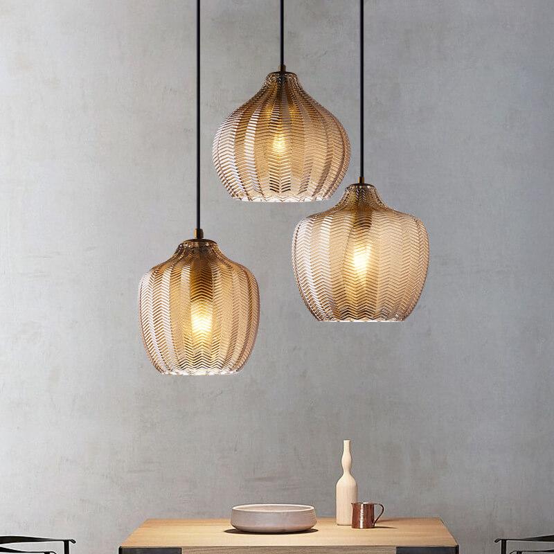 Nordic Wavy Glass Barrel Pendant Lamp-Orizon Depot