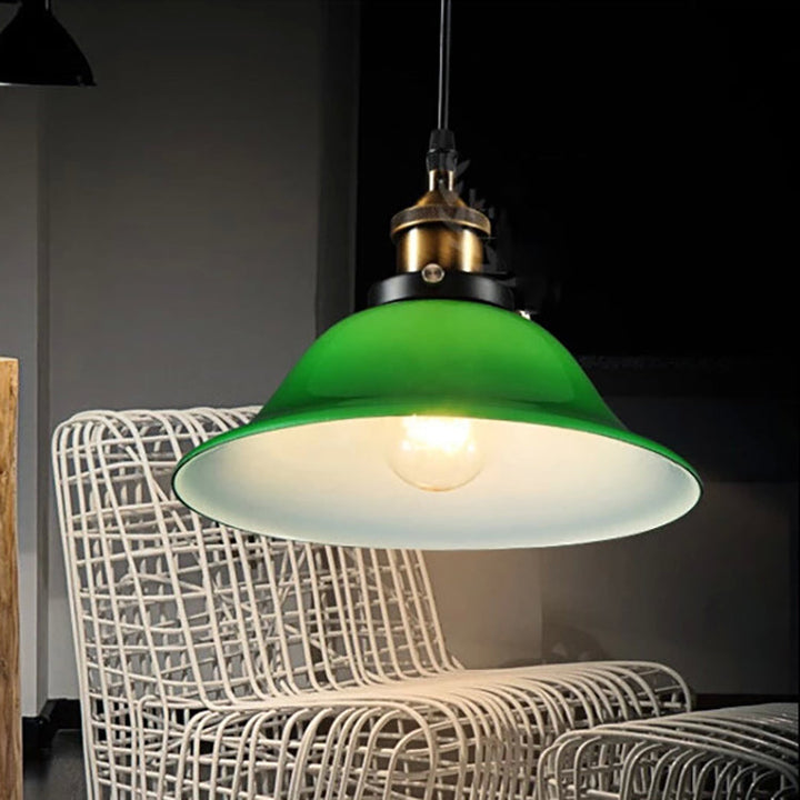 Contemporary Retro Emerald Green Glass Pendant Light-Orizon Depot