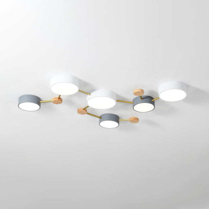 Scandinavian Style Solid Wood Iron LED Multi Flush Mount Ceiling Lamp-Orizon Depot