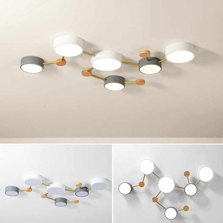 Scandinavian Style Solid Wood Iron LED Multi Flush Mount Ceiling Lamp-Orizon Depot