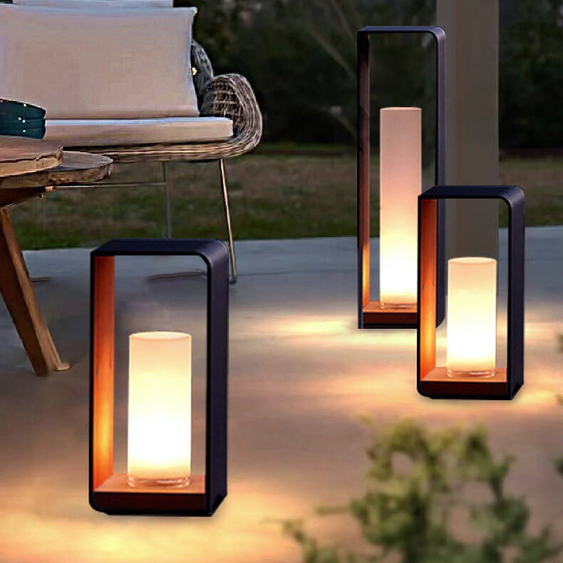 Modern Minimalist Square Frame LED Lawn Light Stainless Steel Acrylic Waterproof Design-Orizon Depot