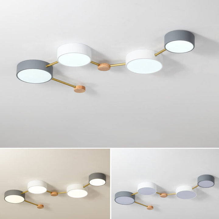 Scandinavian Style Solid Wood Iron LED Multi Flush Mount Ceiling Lamp-Orizon Depot