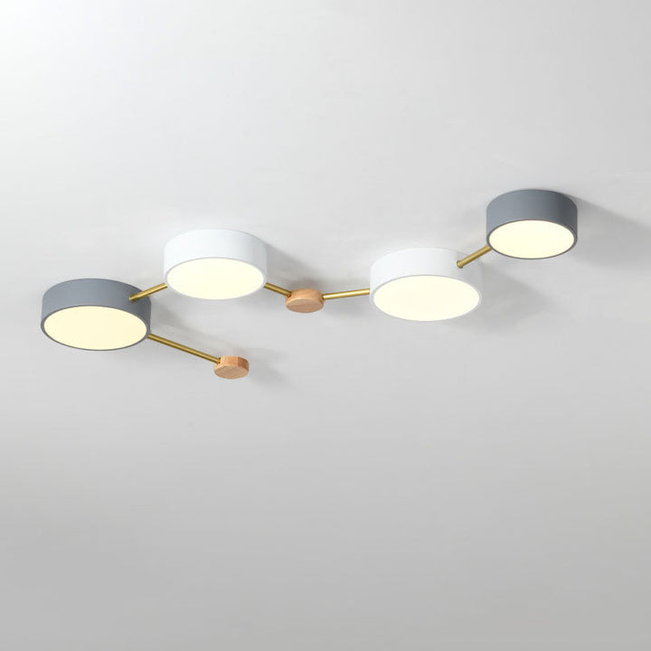 Scandinavian Style Solid Wood Iron LED Multi Flush Mount Ceiling Lamp-Orizon Depot