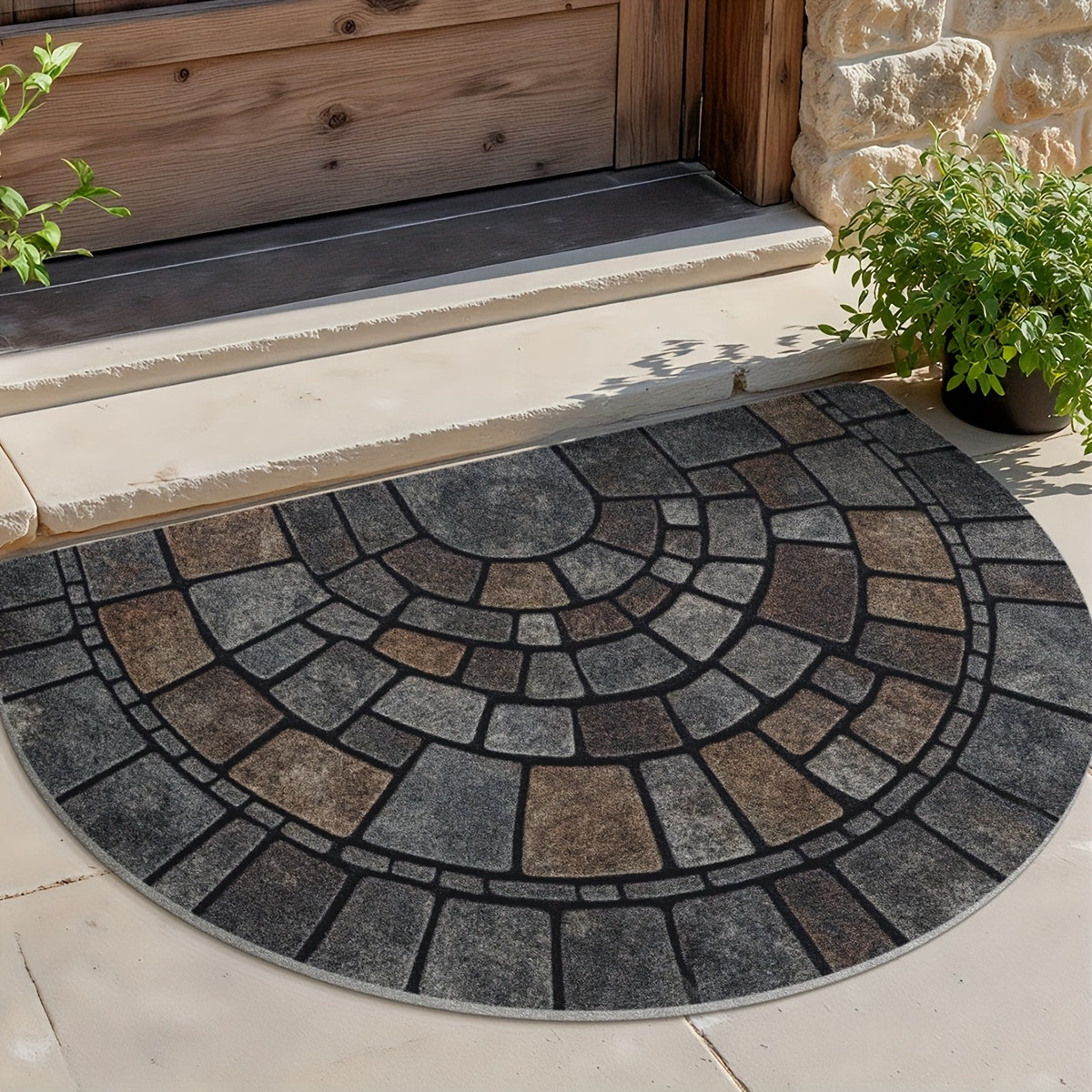 Half-Circle Mosaic Welcome Mat | Versatile Indoor & Outdoor Use-Orizon Depot