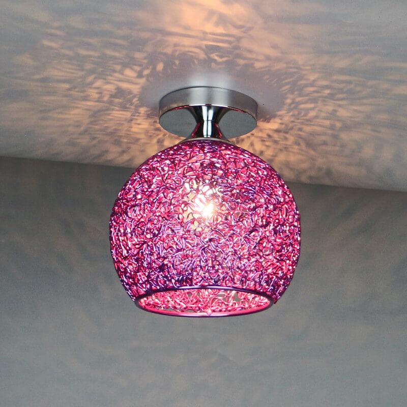 Modern Colorful 1-Light Dome Semi-Flush Mount Ceiling Lamp