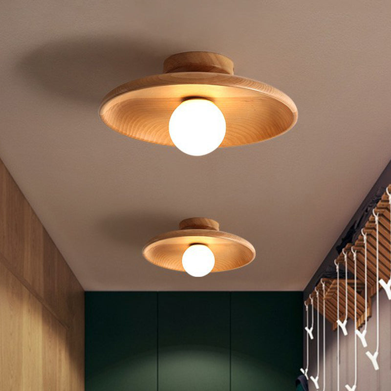 Contemporary Wooden Ceiling Light | Minimalist Semi-Flush Mount