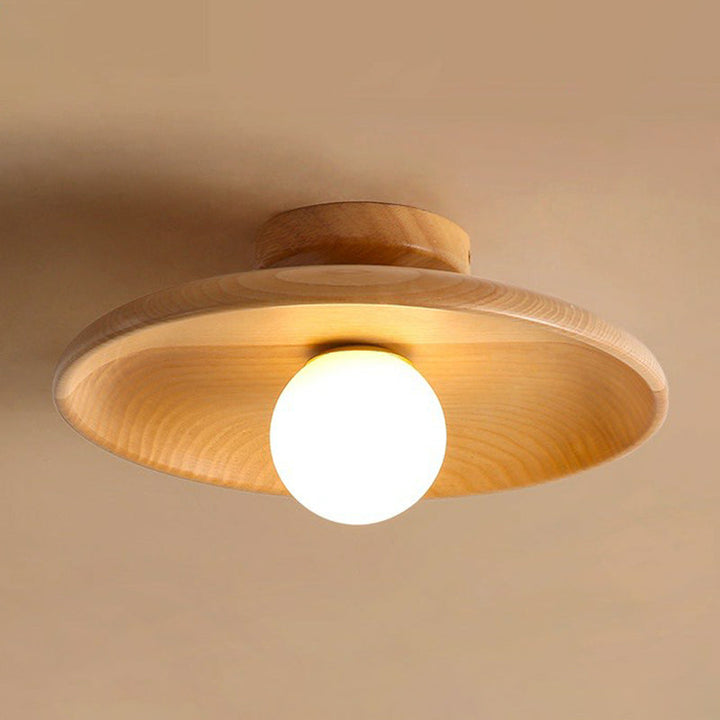 Contemporary Wooden Ceiling Light | Minimalist Semi-Flush Mount
