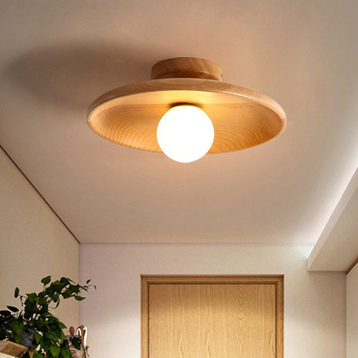 Contemporary Wooden Ceiling Light | Minimalist Semi-Flush Mount