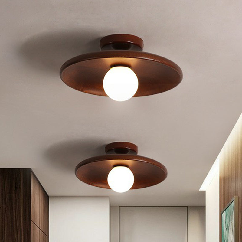 Contemporary Wooden Ceiling Light | Minimalist Semi-Flush Mount