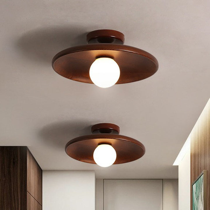 Contemporary Wooden Ceiling Light | Minimalist Semi-Flush Mount