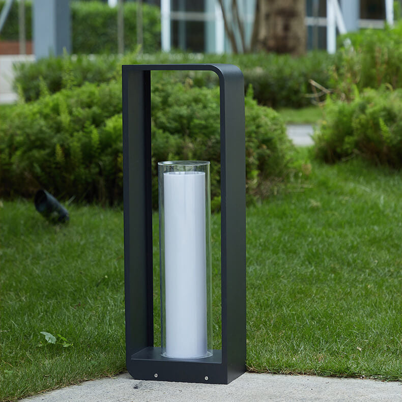 Modern Minimalist Square Frame LED Lawn Light Stainless Steel Acrylic Waterproof Design-Orizon Depot