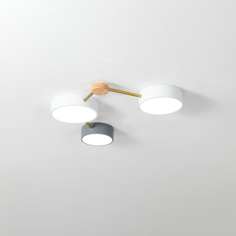 Scandinavian Style Solid Wood Iron LED Multi Flush Mount Ceiling Lamp-Orizon Depot
