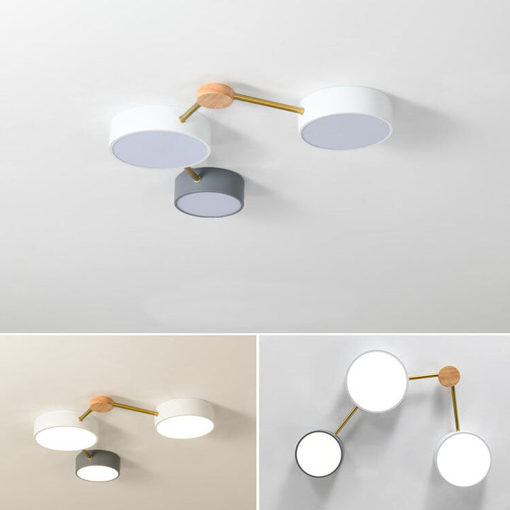 Scandinavian Style Solid Wood Iron LED Multi Flush Mount Ceiling Lamp-Orizon Depot