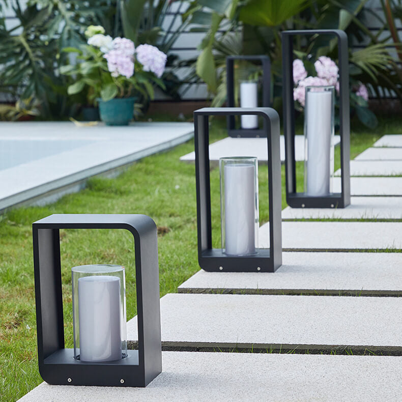 Modern Minimalist Square Frame LED Lawn Light Stainless Steel Acrylic Waterproof Design-Orizon Depot