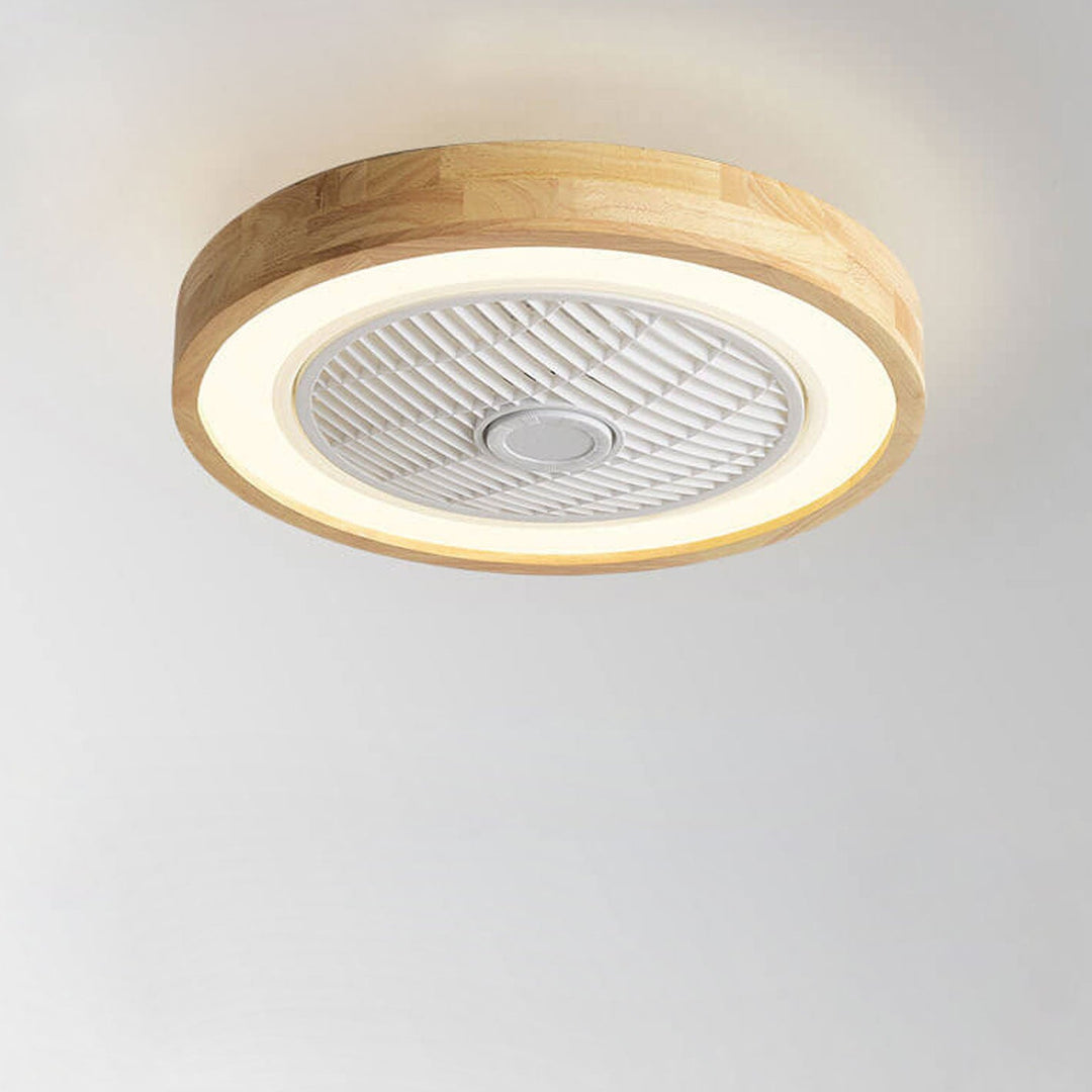Modern Minimalist Wooden Geometric LED Semi-Flush Mount Ceiling Fan Light For Living Room-Orizon Depot