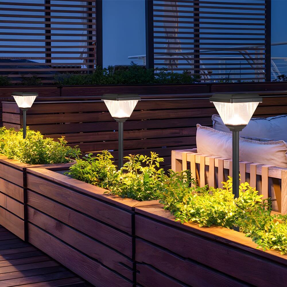 27.6-Inch Modern Black LED Solar Pathway Light