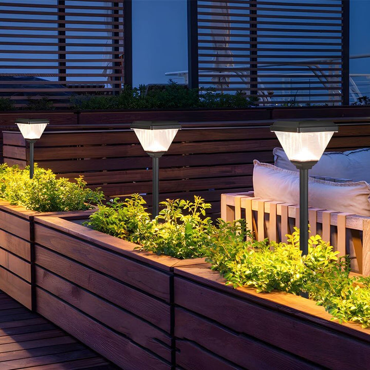 27.6-Inch Modern Black LED Solar Pathway Light