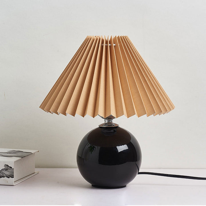 Nordic Minimalist Ceramic Table Lamp Pleated Shade 1-Light-Orizon Depot