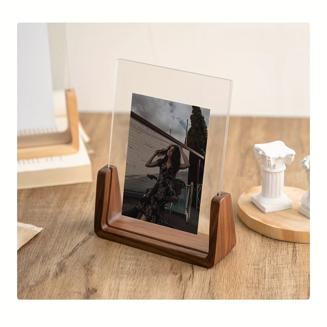 U-Shaped Acrylic and Wood Photo Frame | Modern Minimalist Design