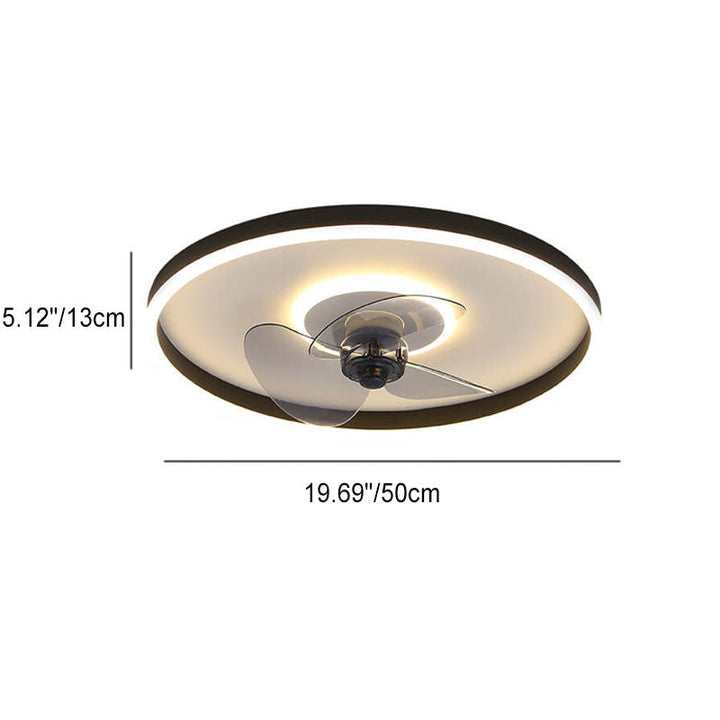 Nordic Simplistic Round Invisible LED Flush Mount Ceiling Fan Light-Orizon Depot