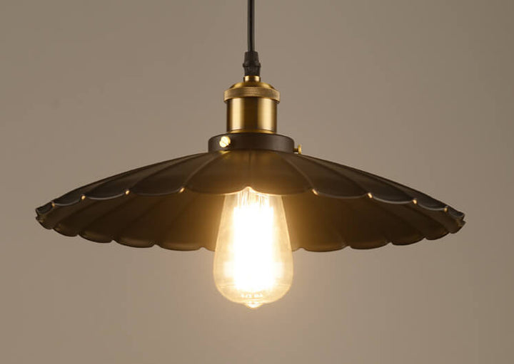 Vintage Industrial Iron Scalloped Shade Shape 1-Light Pendant Lamp-Orizon Depot