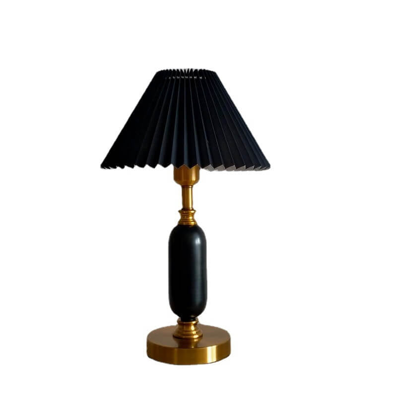 Retro Pleated Shade Column Base Table Lamp 1-Light Standing Desk Lamp-Orizon Depot