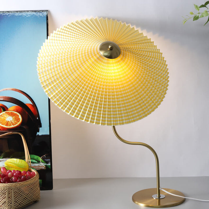 Retro Pleated Umbrella Shaped Table Lamp 1-Light Decorative Desk Light-Orizon Depot