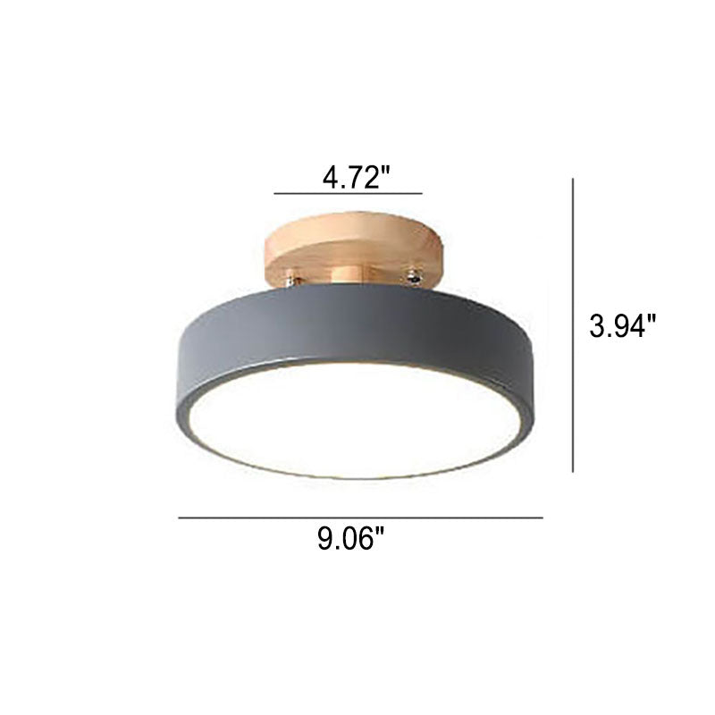 Nordic Minimalist Wood Log Round LED Ceiling Light Fixture-Orizon Depot