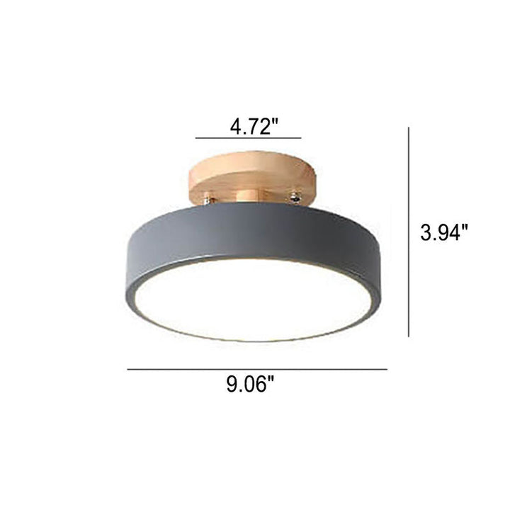 Nordic Minimalist Wood Log Round LED Ceiling Light Fixture-Orizon Depot